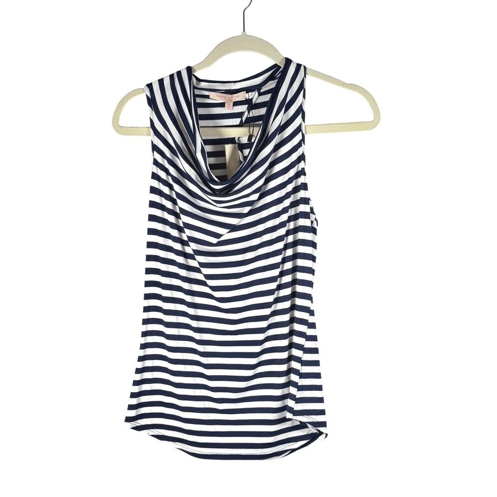 New Womens Nautical Striped Cowl Neck Tank Top East Coastal Old Money Size M